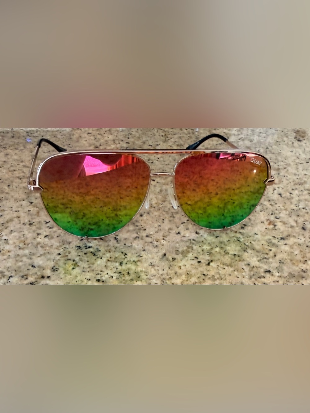 Quay Australia Mirrored Aviator Sunglasses - Pink Orange Green